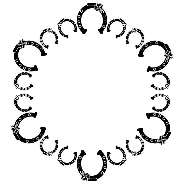 Häst Sko Med Klöverblad Ringen Vit Bakgrund Vektorillustration — Stock vektor