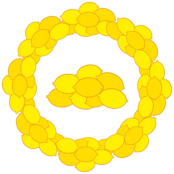 Gelbe Zitronen Ring Auf Weißem Hintergrund Vektorillustration — Stockvektor