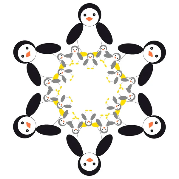 Pinguine Ring Auf Weißem Hintergrund Vektorillustration — Stockvektor