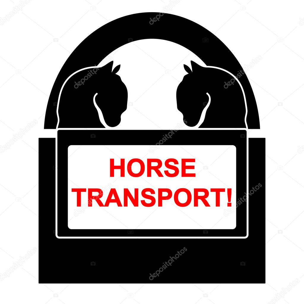 Horse transport symbol isolated on white background. Vector illustration. Animals and traffic