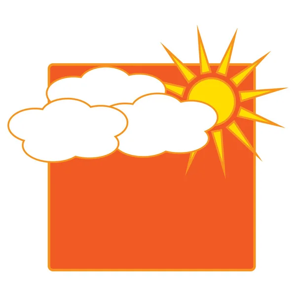 Ikona Pogoda Słońce Chmury Pomarańczowego Kwadratu — Wektor stockowy