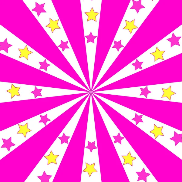 Abstract pink background with stars turn around. Abstract fun. — Stock Vector