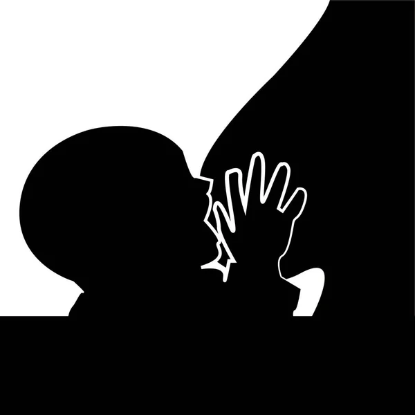 Silhouette bébé pendant l'allaitement signe et symbole — Image vectorielle