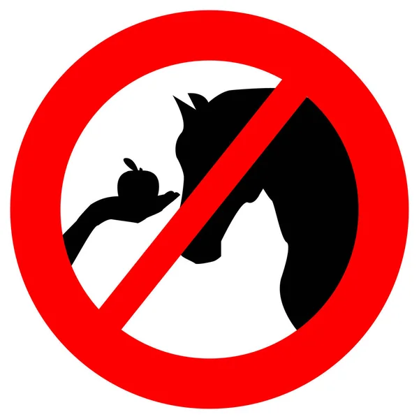 Ban- Não alimente cavalos. Sinal de proibição . — Vetor de Stock
