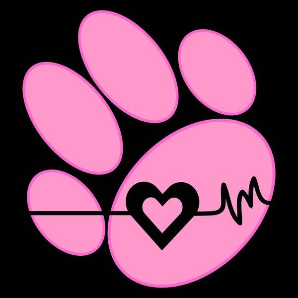 Dog paw with heart. — Stock Vector