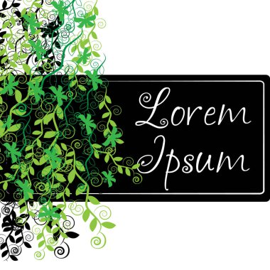 Arka planda bitkiler olan kelebekler etiketi. vektör illüstrasyonu