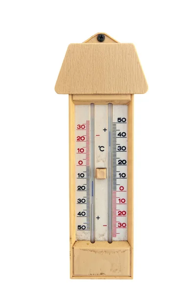 Buiten Thermometer Met Celsius Graden Geïsoleerd Met Uitknippad — Stockfoto