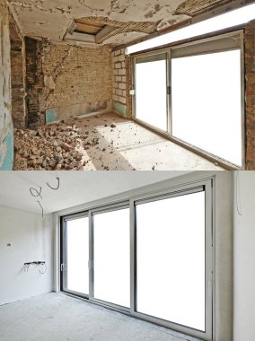 Cam kapı ve havalandırma sistemi, önce ve sonra remodeling