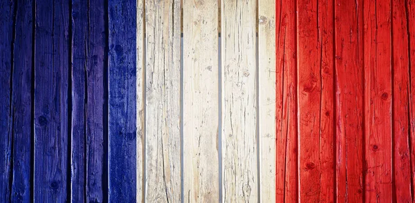 Textured France Flagged Wooden Table — Stock Photo, Image