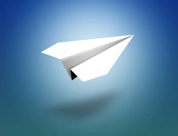 飞纸飞机折纸白色 平面的裁剪路径 — 图库照片