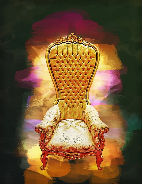 Digitales Gemälde Eines Eleganten Goldenen Königsthrones Blick Von Oben — Stockfoto