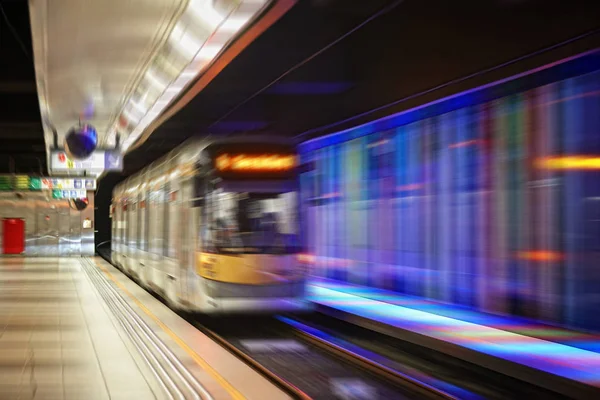 Innenansicht Der Bewegung Verschwommen Bahn Belgien — Stockfoto