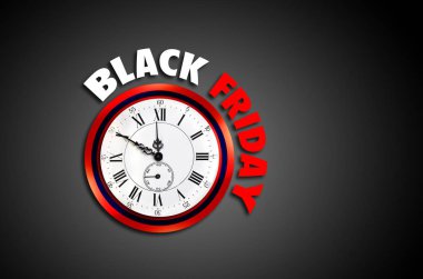 Kelime Black Friday, satış pazarlama kavramı ile antika saat