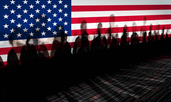 Lot People Shadows Usa Flagged Screen Shutdown Concept — Stock Photo, Image