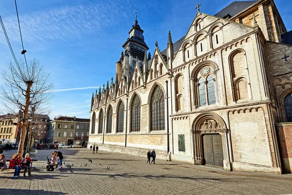 Brüssel Belgien Februar 2019 Kirche Notre Dame Chapelle Der Nähe — Stockfoto