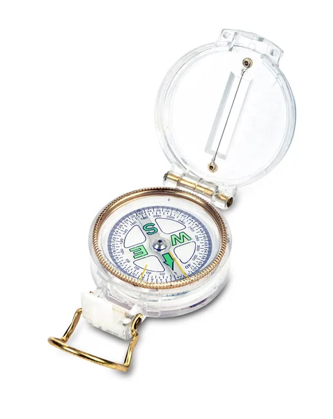 Zabytkowe plastikowe kompas na białym tle — Zdjęcie stockowe