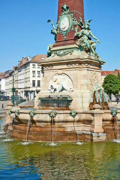 The Anspach Fountain, monument erected in 1897 in Brussels, Belg — Stock Photo, Image
