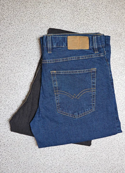 Jeans texturés bleu vue en denim d'en haut — Photo