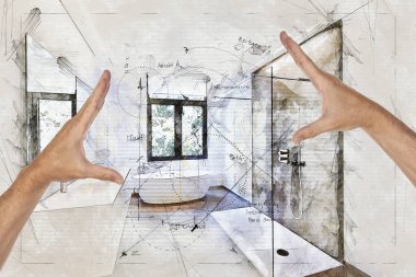 İllüstrasyon rüya ve bir Banyo planlanan yenileme