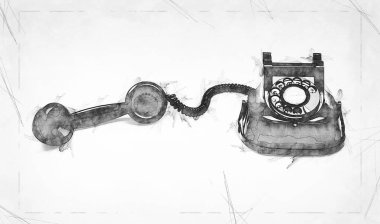 Eski ve vintage telefon illüstrasyon Sketch