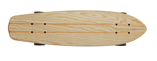 Skate board in legno con texture in legno isolata — Foto Stock