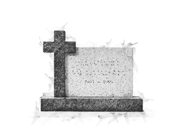 Illustration sketch of a single grave stone — Stock Photo, Image