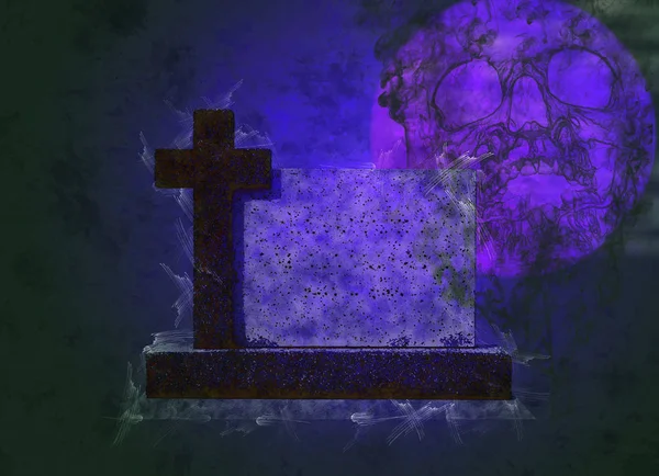 Illustration sketch of a single grave stone — Stock Photo, Image