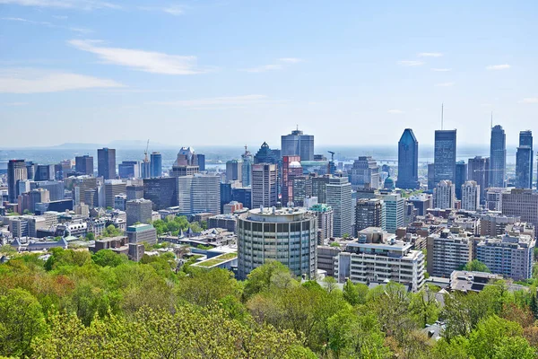 Skyline Panorama of the city of Montreal, Quebec, Canada. Shot from the Mount Royal above the city.