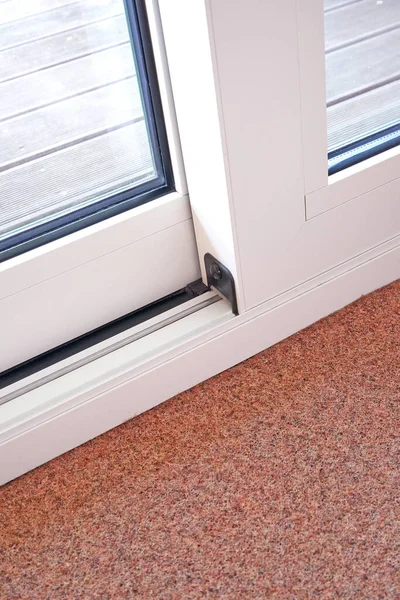 Sliding Glass Door Detail Rail Embed Floor — Stock Photo, Image