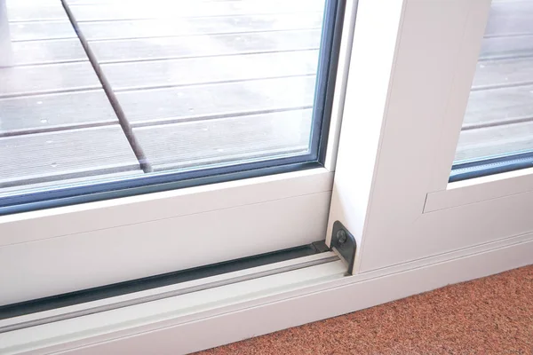 Sliding Glass Door Detail Rail Embed Floor — Stock Photo, Image