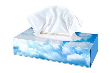 Bulutlu gökyüzü ile resimlenmiş Kozmetik Doku Kutusundan boş doku