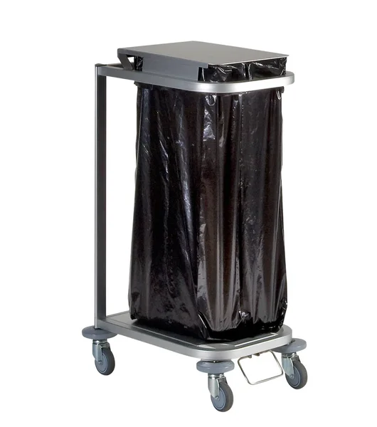 Metal Garbage Trolley Isolated White Clipping Path — Stock Photo, Image