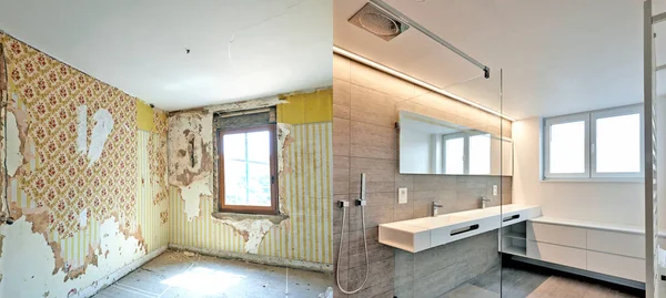 Renovatie Van Een Badkamer Voor Horizontaal Formaat — Stockfoto