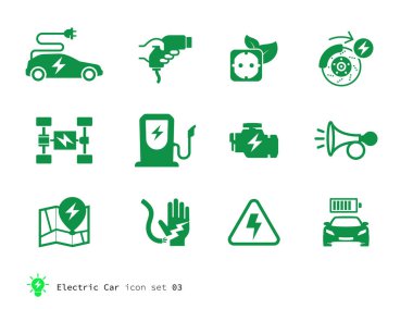 Electro Car icons collection clipart