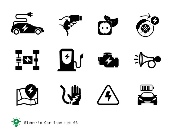 Collezione Icone Correlate Electro Car — Vettoriale Stock