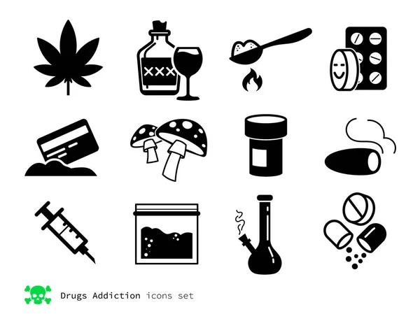 Drugs and addiction icons — Stock Vector