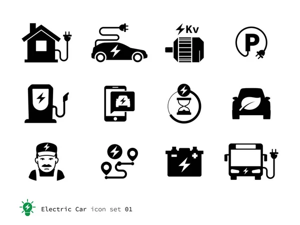 Sammlung von Elektroauto-Ikonen — Stockvektor