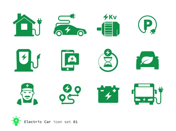 Electro auto pictogrammen collectie — Stockvector