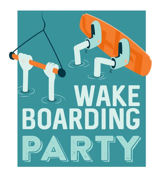 Poster delle lezioni di wake boarding — Vettoriale Stock