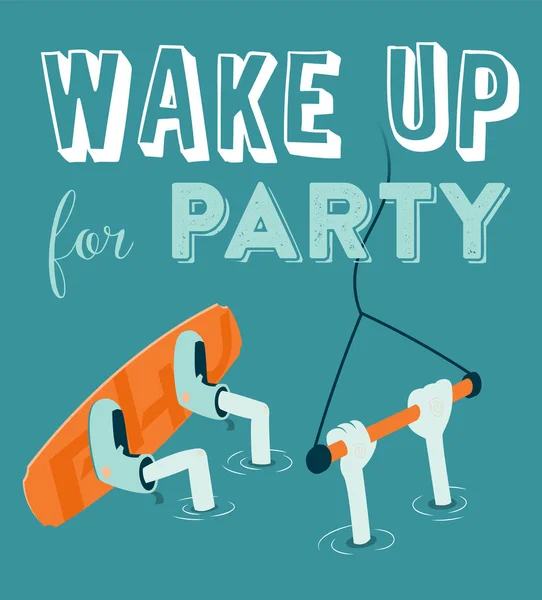 Cartel del partido Wake boarding — Vector de stock