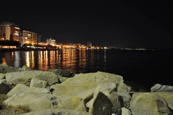 Den Vackra Natten Limassol Molos Cypern — Stockfoto