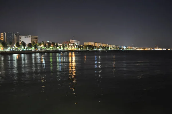 Die Schöne Nacht Limassol Molos Auf Zypern — Stockfoto