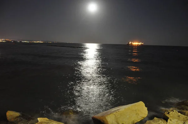 Bela Noite Limassol Molos Chipre — Fotografia de Stock