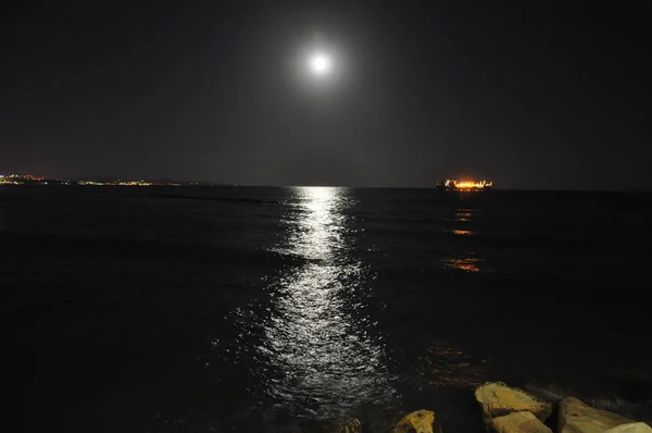 Beautiful Night Limassol Molos Cyprus — Stock Photo, Image