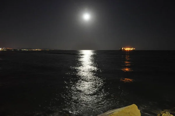 Beautiful Night Limassol Molos Cyprus — Stock Photo, Image