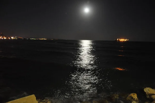 Den Vackra Natten Limassol Molos Cypern — Stockfoto