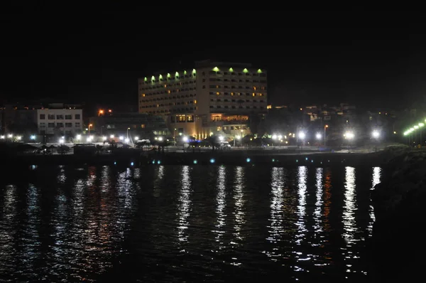 Pięknej Nocy Raphael Beach Limassol Cyprze — Zdjęcie stockowe