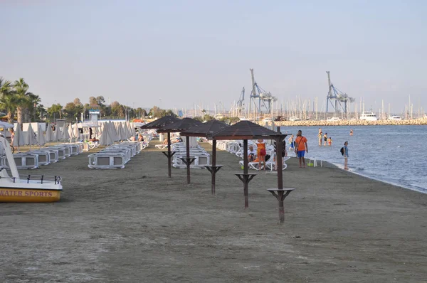 Bella Spiaggia Finikoudes Larnaca Cipro — Foto Stock