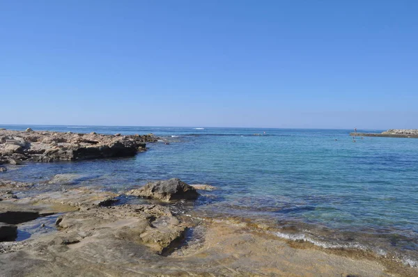 Der Wunderschöne Olympische Lagunenort Beach Pafos Zypern — Stockfoto