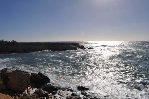 Bellissime Grotte Sul Mare Beach Pafos Cipro — Foto Stock